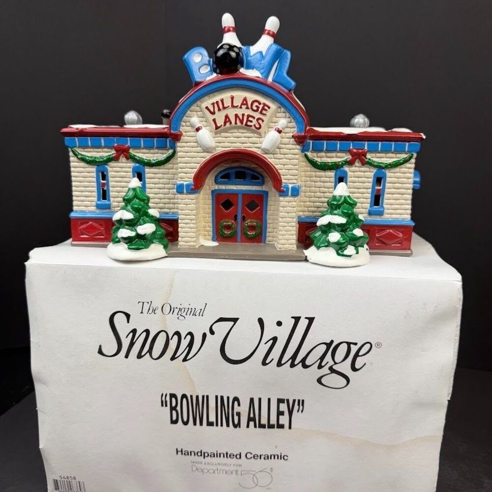 Department 56 Original Snow Village Bowling Alley 54858 1995 w/ Box, Retired